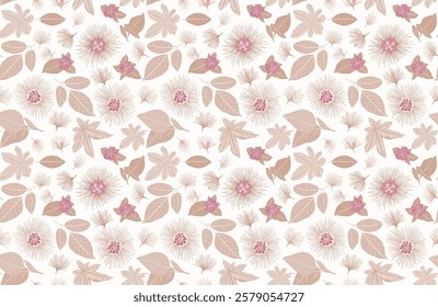 Handmade Floral Pattern Emphasizing Delicate Shapes and Soft, Earthy Hues on a Minimal Background.