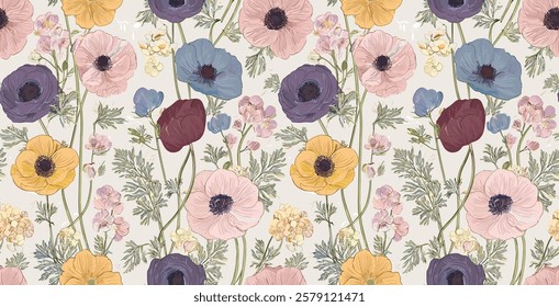 Handmade floral repeat designs blending modern geometric elements, tropical bouquets, and stylized baroque motifs.
