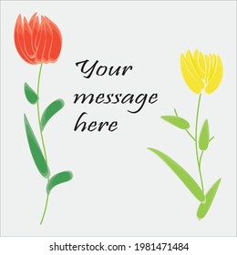 Handmade flower vector greetings on a white background. Greetings and wishes.