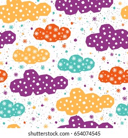 Handmade geometric cloud seamless pattern for design card, invitation, t-shirt, book, banner, poster, scrapbook, album, textile fabric, garment, bag print etc. 