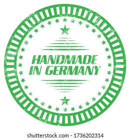 Handmade in Germany. Vector Green Stamp.