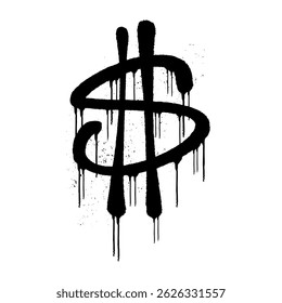 Handmade graffiti tag "$ DOLLAR" with black spray paint texture and drip effect. Bold, edgy street art design, perfect for money-related graphics, urban posters, and modern graffiti projects.

