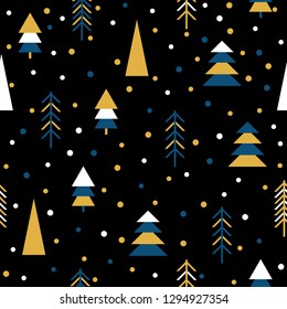Handmade graphic forest seamless pattern. Abstract tree for design brthday card, modern party invitation, winter season shop sale, holiday advertising, bag print, t shirt etc.