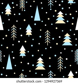 Handmade graphic forest seamless pattern. Abstract tree for design brthday card, modern party invitation, winter season shop sale, holiday advertising, bag print, t shirt etc.
