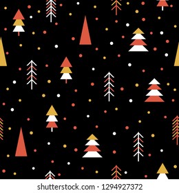 Handmade graphic forest seamless pattern. Abstract tree for design brthday card, modern party invitation, winter season shop sale, holiday advertising, bag print, t shirt etc.