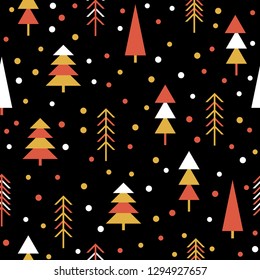 Handmade graphic forest seamless pattern. Abstract tree for design brthday card, modern party invitation, winter season shop sale, holiday advertising, bag print, t shirt etc.
