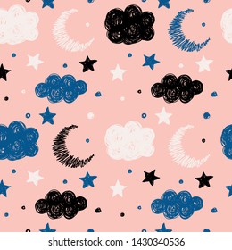 Handmade graphic seamless pattern. Abstract swatch for design brthday gift card, modern party invitation, season shop sale, holiday advertising, wrapping paper, bag print, t shirt etc.