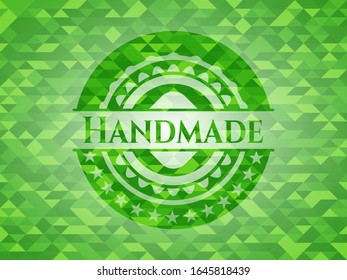 Handmade green mosaic emblem. Vector Illustration. Detailed.