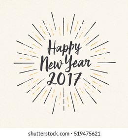 Handmade greeting card - Happy New Year 2017 - Vector EPS10.