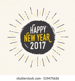 Handmade greeting card - Happy New Year 2017 - Vector EPS10.