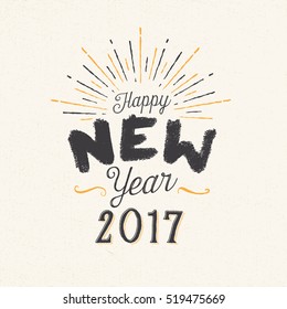 Handmade greeting card - Happy New Year 2017 - Vector EPS10.