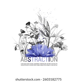 Handmade greeting card wildflowers. Vector illustration isolate, hand drawn. 