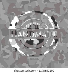 Handmade grey camouflaged emblem