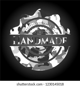 Handmade grey camouflaged emblem