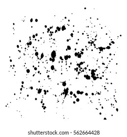 Hand-made grunge drops texture. Abstract splatters and stains on white isolated background