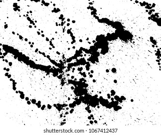 Hand-made grunge texture. Abstract ink drops background. Black and white grunge illustration. Vector watercolor artwork pattern.