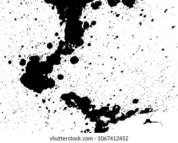 Hand-made grunge texture. Abstract ink drops background. Black and white grunge illustration. Vector watercolor artwork pattern.