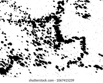 Hand-made grunge texture. Abstract ink drops background. Black and white grunge illustration. Vector watercolor artwork pattern.