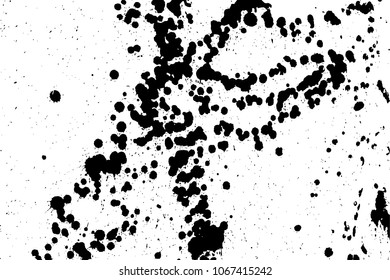 Hand-made grunge texture. Abstract ink drops background. Black and white grunge illustration. Vector watercolor artwork pattern.