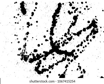 Hand-made grunge texture. Abstract ink drops background. Black and white grunge illustration. Vector watercolor artwork pattern.