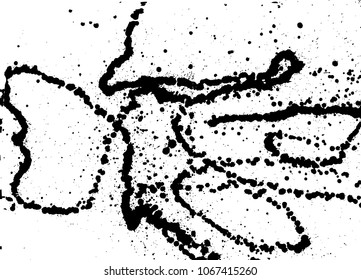 Hand-made grunge texture. Abstract ink drops background. Black and white grunge illustration. Vector watercolor artwork pattern.