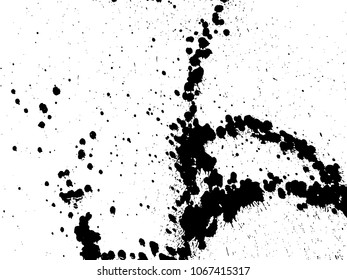 Hand-made grunge texture. Abstract ink drops background. Black and white grunge illustration. Vector watercolor artwork pattern.