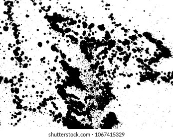 Hand-made grunge texture. Abstract ink drops background. Black and white grunge illustration. Vector watercolor artwork pattern.