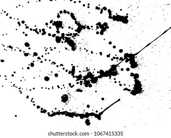 Hand-made grunge texture. Abstract ink drops background. Black and white grunge illustration. Vector watercolor artwork pattern.