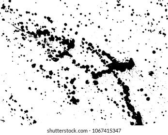 Hand-made grunge texture. Abstract ink drops background. Black and white grunge illustration. Vector watercolor artwork pattern.