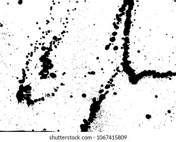 Hand-made grunge texture. Abstract ink drops background. Black and white grunge illustration. Vector watercolor artwork pattern.