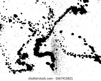 Hand-made grunge texture. Abstract ink drops background. Black and white grunge illustration. Vector watercolor artwork pattern.