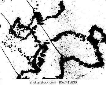 Hand-made grunge texture. Abstract ink drops background. Black and white grunge illustration. Vector watercolor artwork pattern.