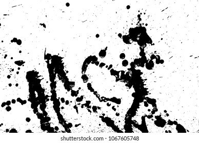 Hand-made grunge texture. Abstract ink drops background. Black and white grunge illustration. Vector watercolor artwork pattern