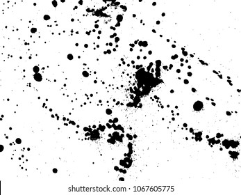 Hand-made grunge texture. Abstract ink drops background. Black and white grunge illustration. Vector watercolor artwork pattern