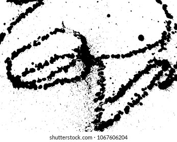 Hand-made grunge texture. Abstract ink drops background. Black and white grunge illustration. Vector watercolor artwork pattern