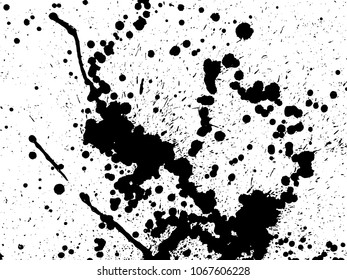 Hand-made grunge texture. Abstract ink drops background. Black and white grunge illustration. Vector watercolor artwork pattern