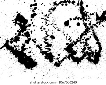 Hand-made grunge texture. Abstract ink drops background. Black and white grunge illustration. Vector watercolor artwork pattern