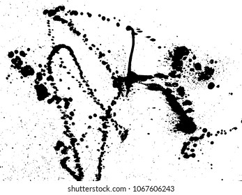 Hand-made grunge texture. Abstract ink drops background. Black and white grunge illustration. Vector watercolor artwork pattern