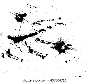 Hand-made grunge texture. Abstract ink drops background. Black and white grunge illustration. Vector watercolor grunge pattern