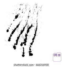 Hand-made grunge texture. Abstract ink drops background. Black and white grunge illustration. Vector watercolor artwork pattern