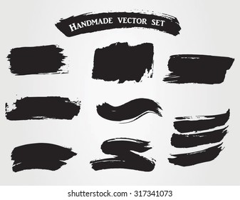 Handmade grunge vector set of ink splotches