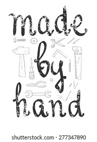 Handmade. Hand lettering. Handmade calligraphy, vector.