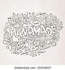 Handmade hand lettering and doodles elements background. Vector illustration