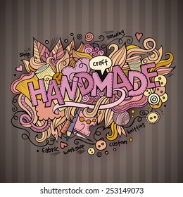 Handmade hand lettering and doodles elements background. Vector illustration