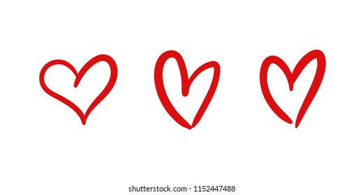 Handmade heart illustrations, valentine's love symbol
