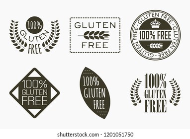 Handmade high quality vector set of six gluten free badges and labels