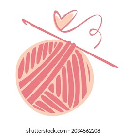 Hobby, tema de punto y de fabricación a mano. Plantilla de logotipo vectorial dibujada a mano con imágenes de logotipo crochet.