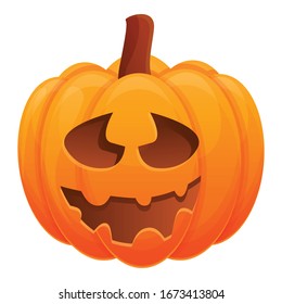 Handmade holiday pumpkin icon. Cartoon of handmade holiday pumpkin vector icon for web design isolated on white background