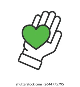 Handmade, icon in line design green. Handmade, craft, artisan, handmade-label, creative, authentic, handcrafted on white background vector. Handmade, editable stroke icon