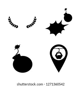 handmade icon set about bomb, wreath and cabine pin vector set